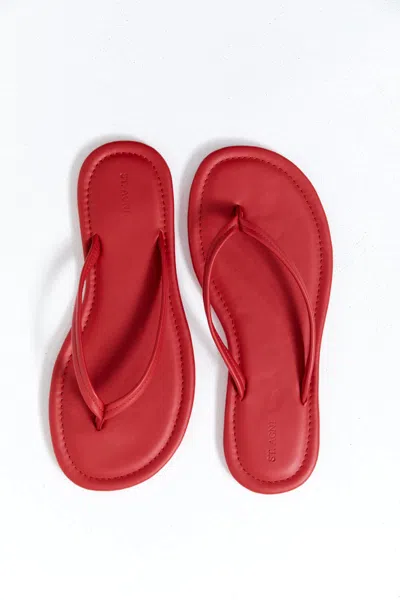 St Agni Leather Flip Flops In Red