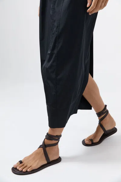 St Agni Lace-up Leather Sandals In Brown