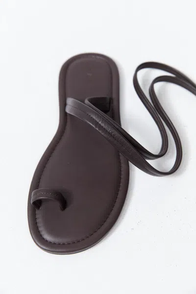 St Agni Lace-up Leather Sandals In Brown