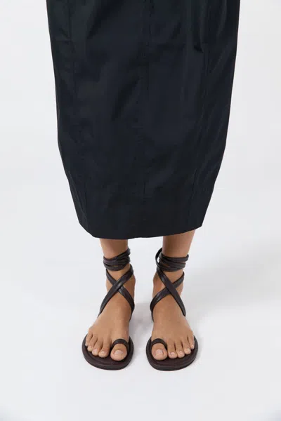 St Agni Lace-up Leather Sandals In Brown