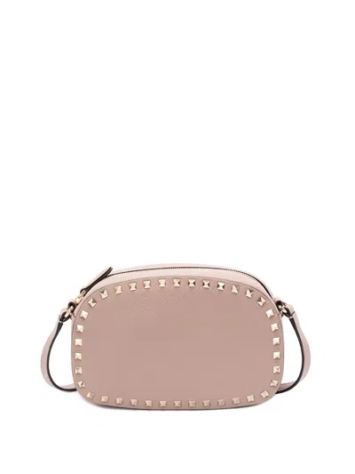 Valentino Garavani Chain Strap Studded Pebbled Texture Cross-body Bag In Gray