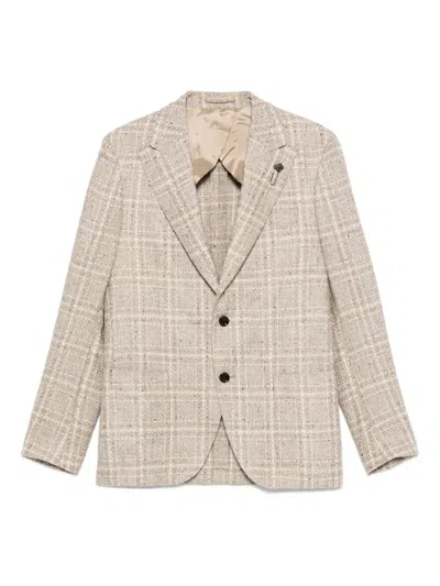 Lardini Checked Two-button Jacket In Brown