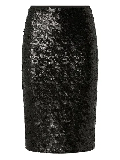 Pinko Pappacieca Pencil Skirt With Sequins In Black