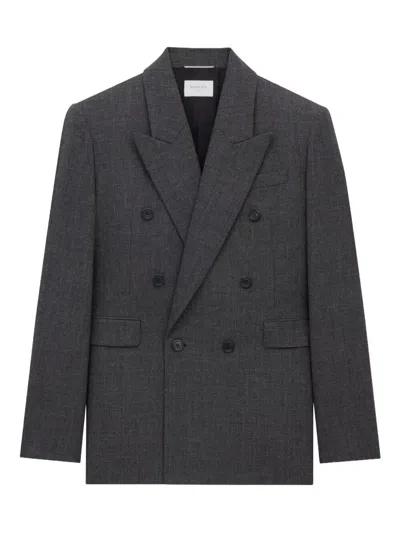 Saint Laurent Tailored Blazer With Double-breasted Design In Gray