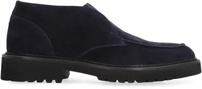 Doucal's Chukka Adler Loafers With Smooth Suede Finish In Blue
