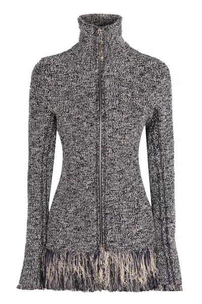Rabanne Full-zip Cotton Cardigan In Gray