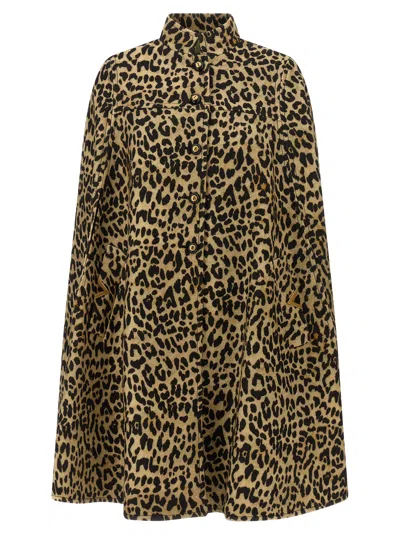 Valentino Womens Animalier Leopard Relaxed-fit Wool Cape In Brown