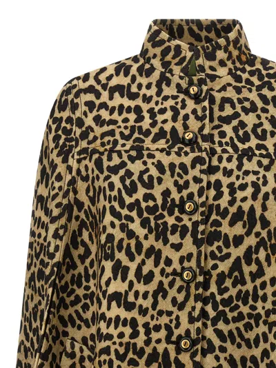 Valentino Womens Animalier Leopard Relaxed-fit Wool Cape In Brown