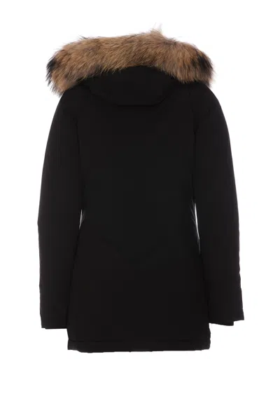 Woolrich Blue Technical Fabric Parka In Black