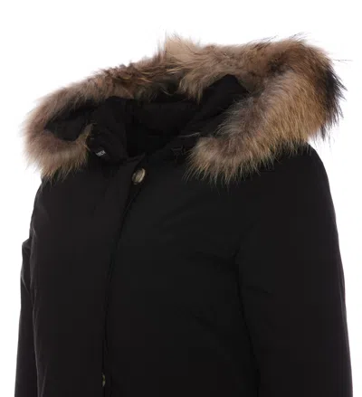 Woolrich Blue Technical Fabric Parka In Black