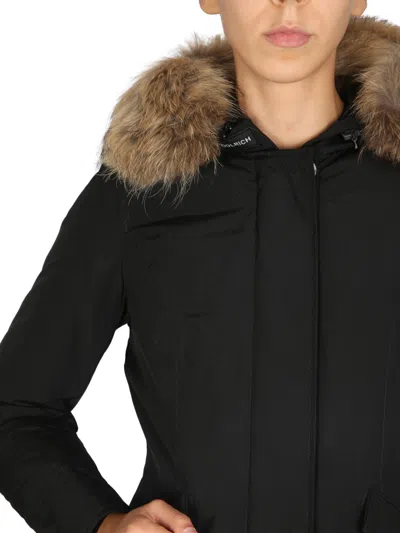 Woolrich Arctic Parka In Ramar Cloth With Removable Fur In Black