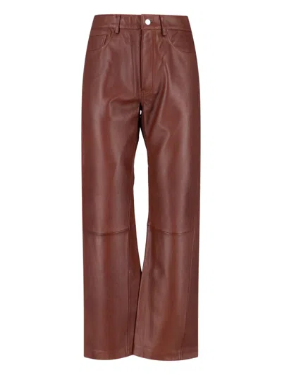Sunflower Straight Twist Leather Trousers In Brown