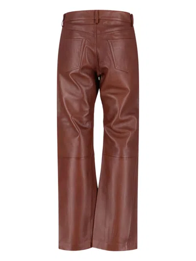 Sunflower Straight Twist Leather Trousers In Brown