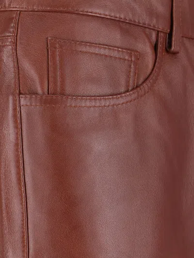 Sunflower Straight Twist Leather Trousers In Brown