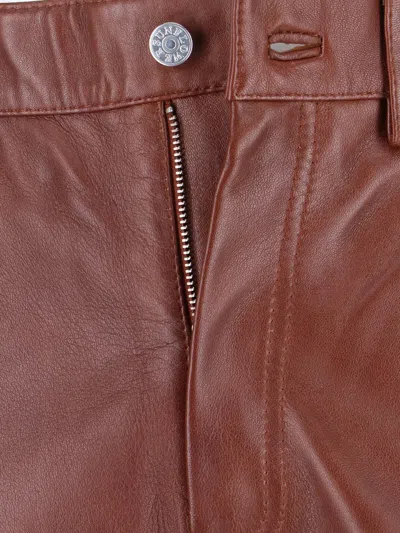 Sunflower Straight Twist Leather Trousers In Brown
