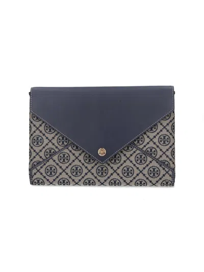 Tory Burch T-monogram Chain Pouch In Blue