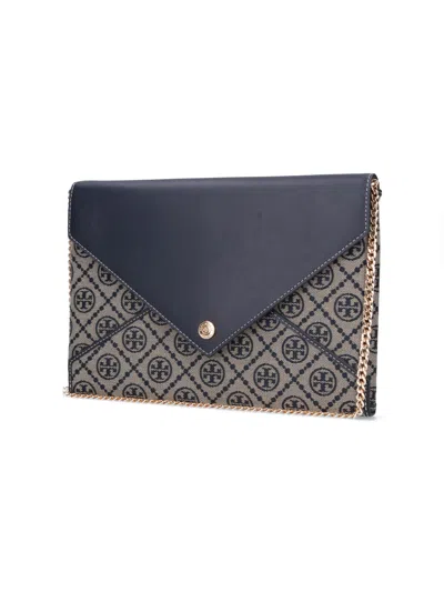 Tory Burch T-monogram Chain Pouch In Blue