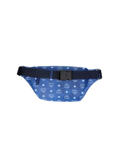 Mcm Belt Bags With Adjustable Strap And Front Pocket In Blue