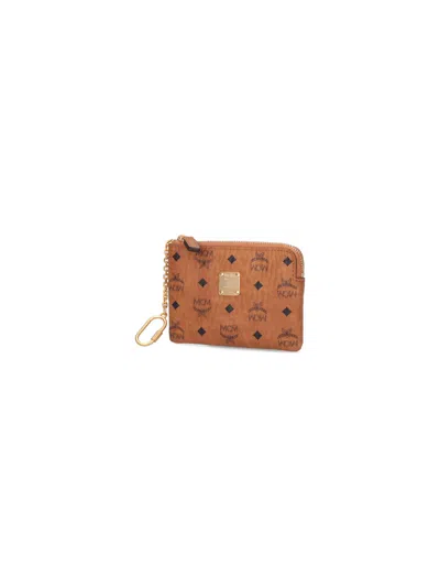 Mcm Hardware Keyring Attachment Wallets In Brown