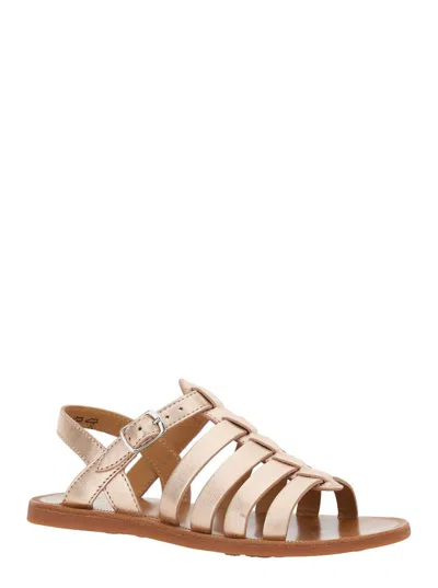 Pom D'api Plagette Metallic Sandals With Open Toe And Laminated Band Details In Leather Girl In Transparent