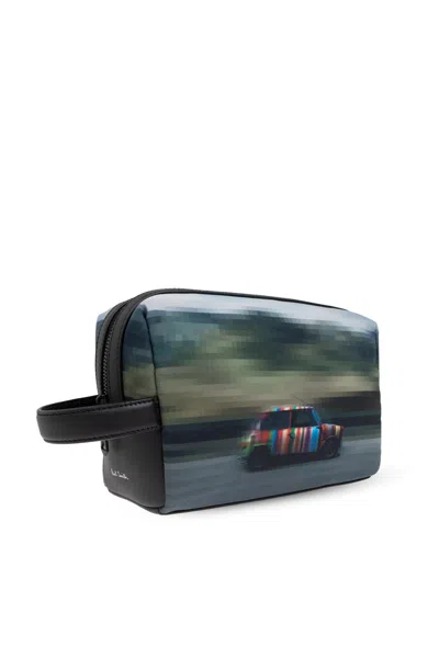 Paul Smith Graphic Car Print Leather Handle Travel Bag In Multi