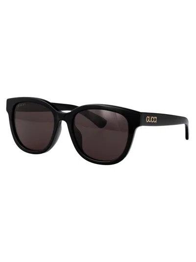 Gucci Black-black-grey Recycled Acetate Sunglasses In Multi