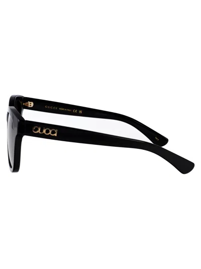 Gucci Black-black-grey Recycled Acetate Sunglasses In Multi