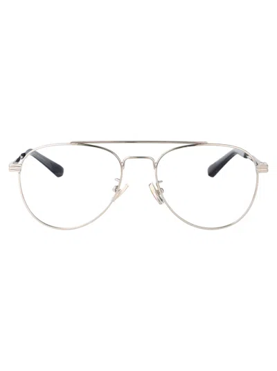 Bottega Veneta Silver Metal Optical Glasses In Metallic