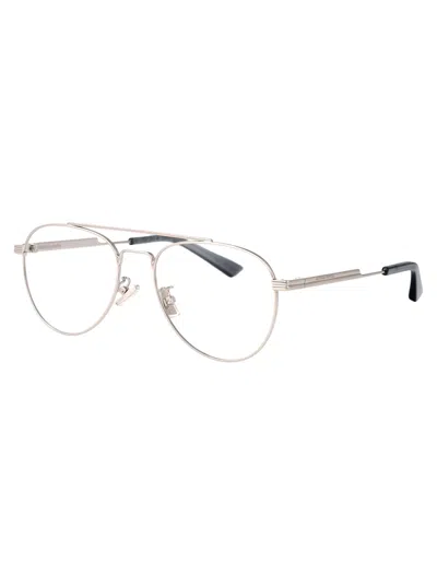 Bottega Veneta Silver Metal Optical Glasses In Metallic