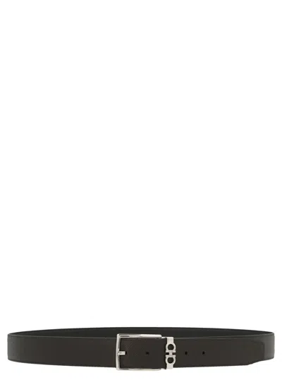 Ferragamo Reversible Leather Belt In Black