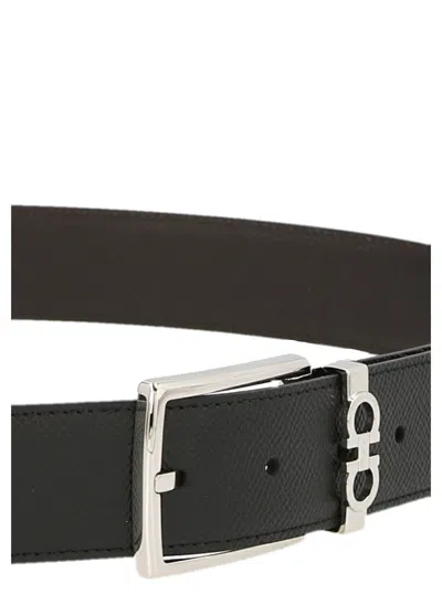 Ferragamo Reversible Leather Belt In Black