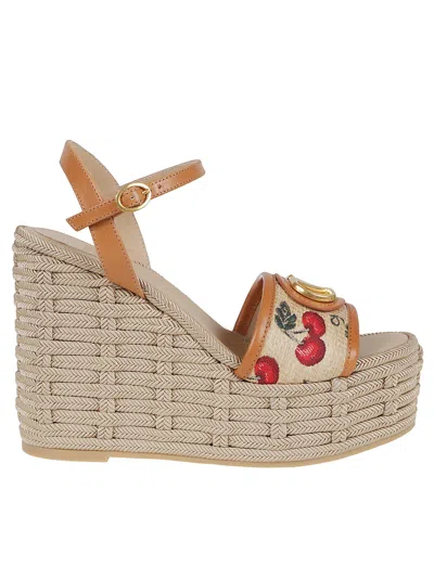 Valentino Vlogo Cherry Jacquard Raffia-wedge Espadrilles