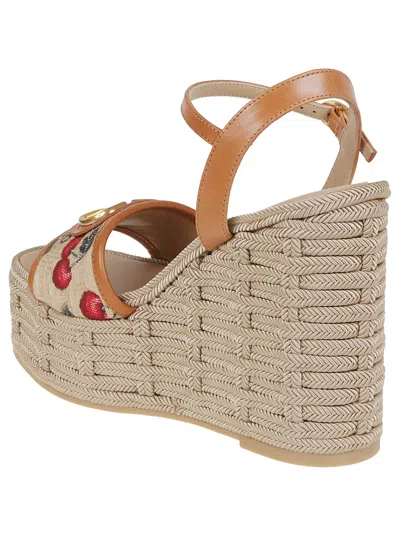 Valentino Vlogo Cherry Jacquard Raffia-wedge Espadrilles