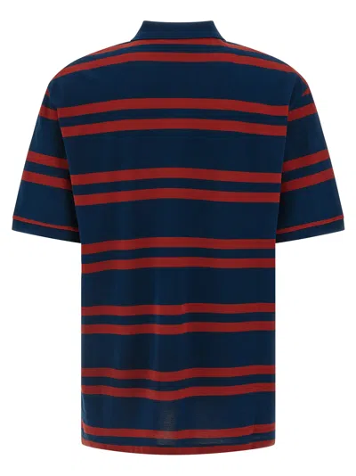 Valentino Striped Polo Shirt Regular Collar In Blue
