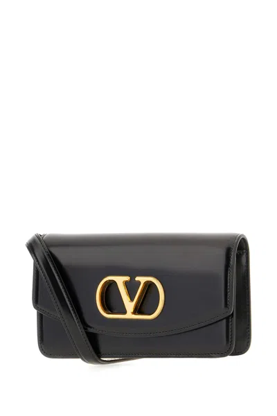 Valentino Garavani Vain Small Vlogo Leather Clutch Bag In Black