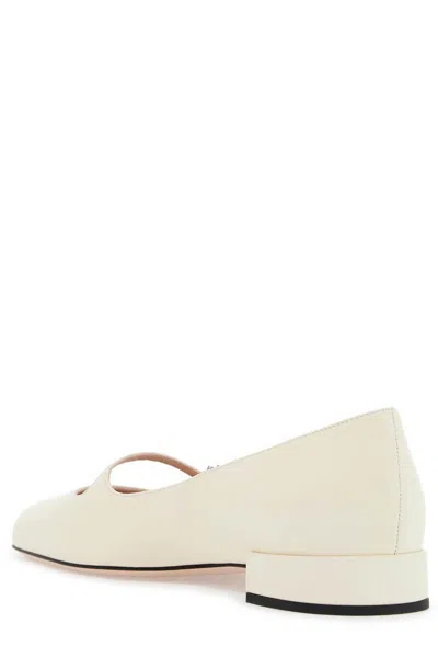 Valentino Embellished Square Toe Ballet Flats With Low Block Heel In Neutral