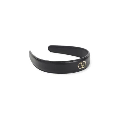 Valentino Garavani Leather Hair Band Mini-studs In Black