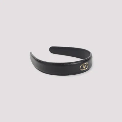 Valentino Garavani Leather Hair Band Mini-studs In Black