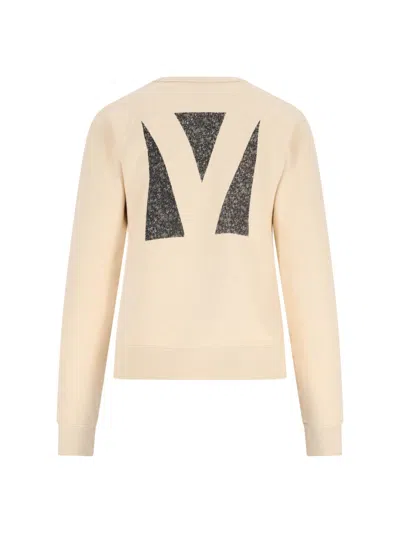 Valentino Graphic Print Crew Neck Knitwear Sweatshirt In Neutral