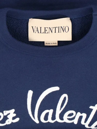 Valentino Dog Design Cotton Sweatshirt In Blue