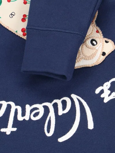 Valentino Dog Design Cotton Sweatshirt In Blue