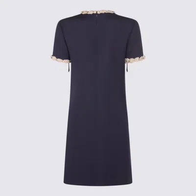 Valentino Blue Wool Mini Dress In Blue