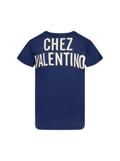 Valentino Panther Lady Crew Neck T-shirt In Blue
