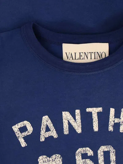 Valentino Panther Lady Crew Neck T-shirt In Blue