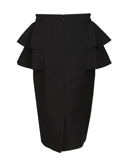 Valentino Black Skirt With Ruffles On The Sides In Black