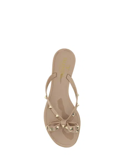 Valentino Garavani Summer Rockstud Thong Sandals In White