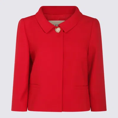 Valentino Couture Crepe Jacket Jeweled Buttons In Red