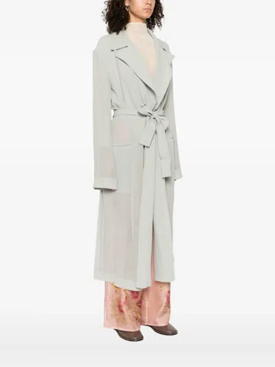 Alberta Ferretti Belted Coat In Gray
