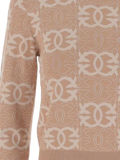 Pinko Jacquard Viscose Blend Crewneck Sweater In Neutral