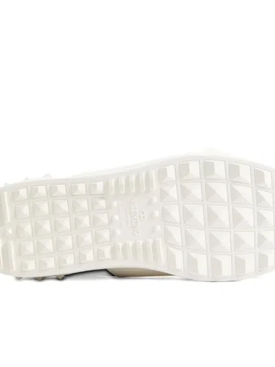 Valentino Garavani Black Leather Open Sneakers With White Band In Multi